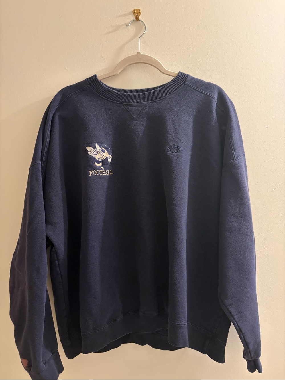 STARTER Navy Crewneck Sweatshirt with Football Emblem
